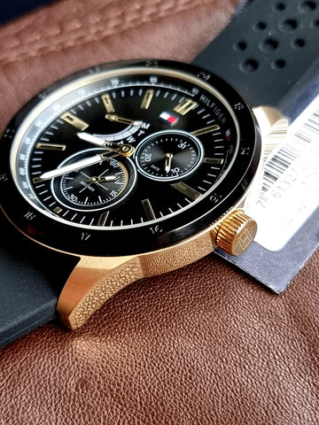 Tommy Hilfiger Men’s Quartz Black Silicone Strap Black Dial 44mm Watch 1791636